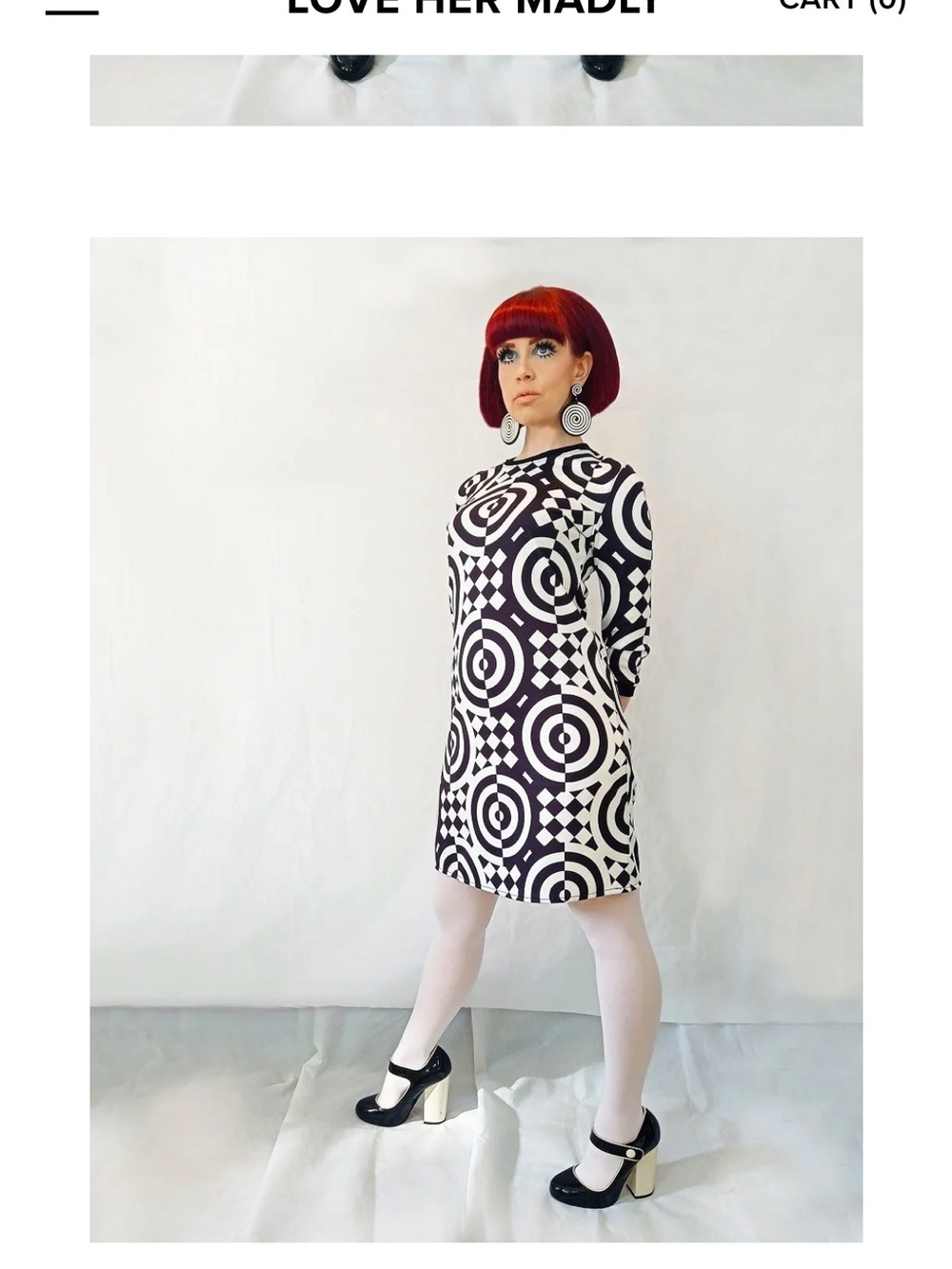 Love Her Madly Mod Black and White Dress